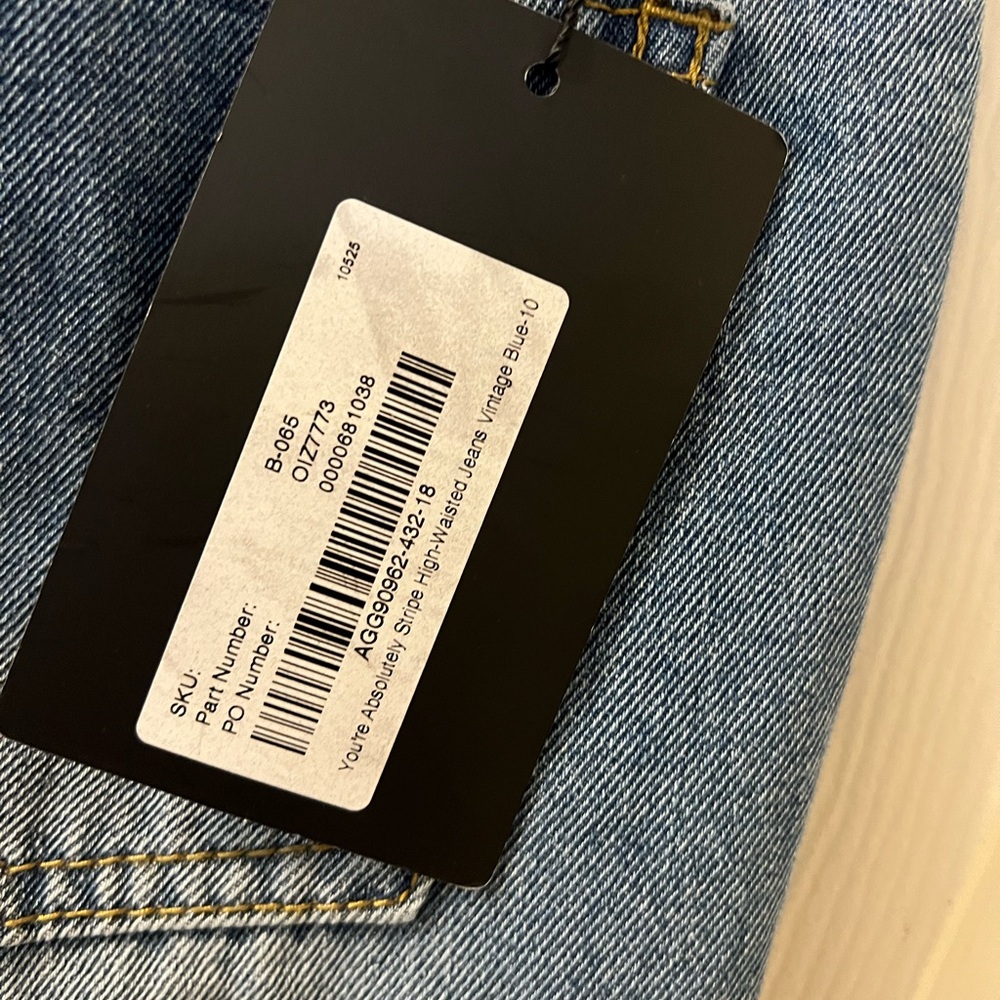 NWT Nasty Gal Momokrom Mom Jeans Side Stripe Raw Hem High Rise  UK10 (US-6) - Picture 6 of 8